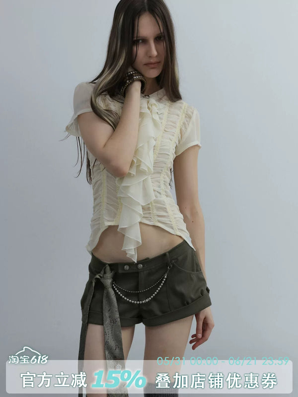 VICTORIAN RUFFLE CHIFFON BLOUSE