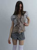 GLOSSY SATIN V-NECK JACKET