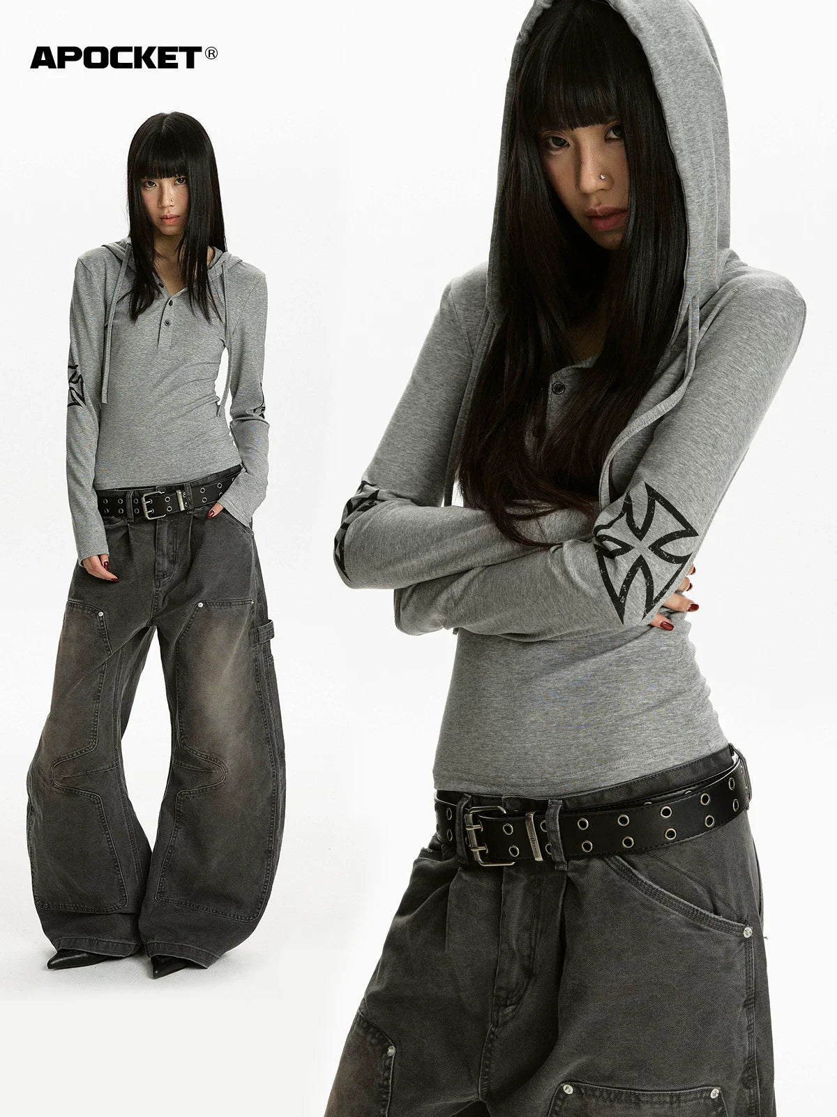 RETRO GOTHIC HOODED T-SHIRT