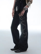 VINTAGE FRAYED STRAIGHT JEANS