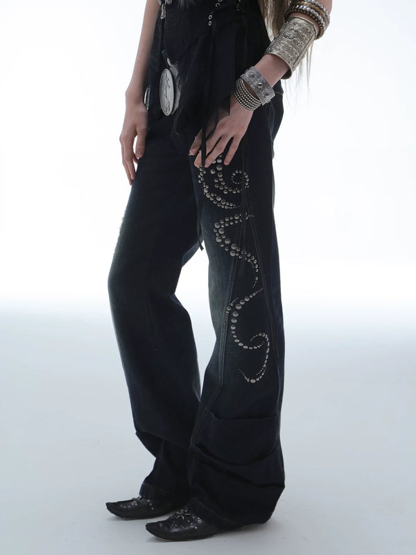 VINTAGE FRAYED STRAIGHT JEANS