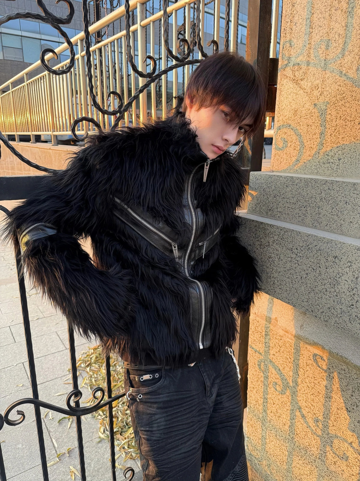 PATCHWORK LEATHER FUR JACKET