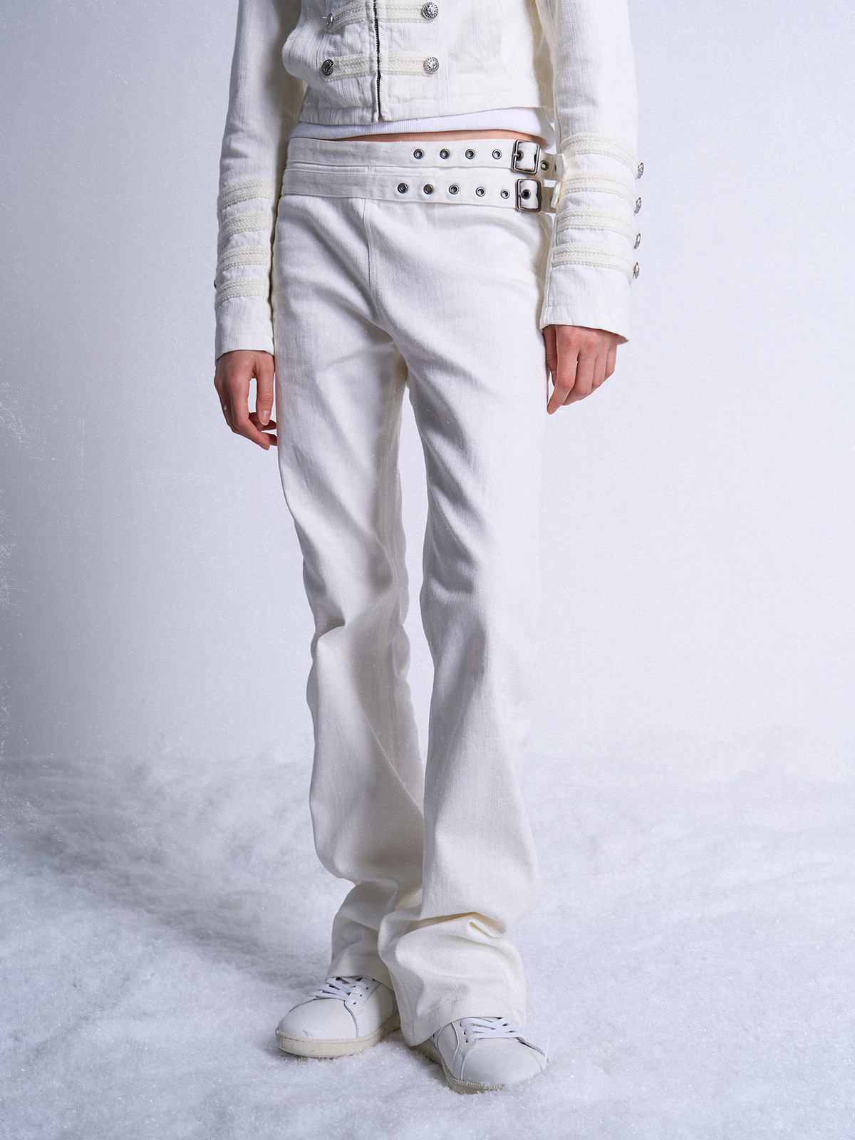 SLIM FIT WHITE BAMBOO JEANS