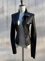 SLIM PU LEATHER BIKER JACKET