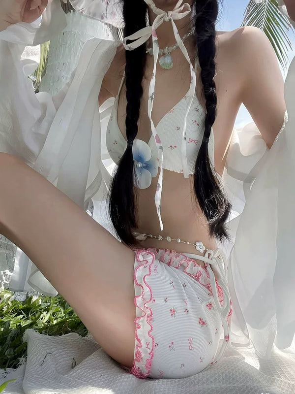 FLORAL TIE-STRAP BIKINI SET