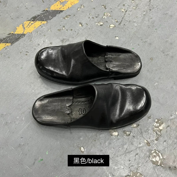 RETRO PLEATED LEATHER SANDALS