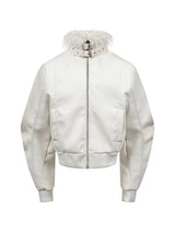 FAUX FUR COLLARED LEATHER JACKET