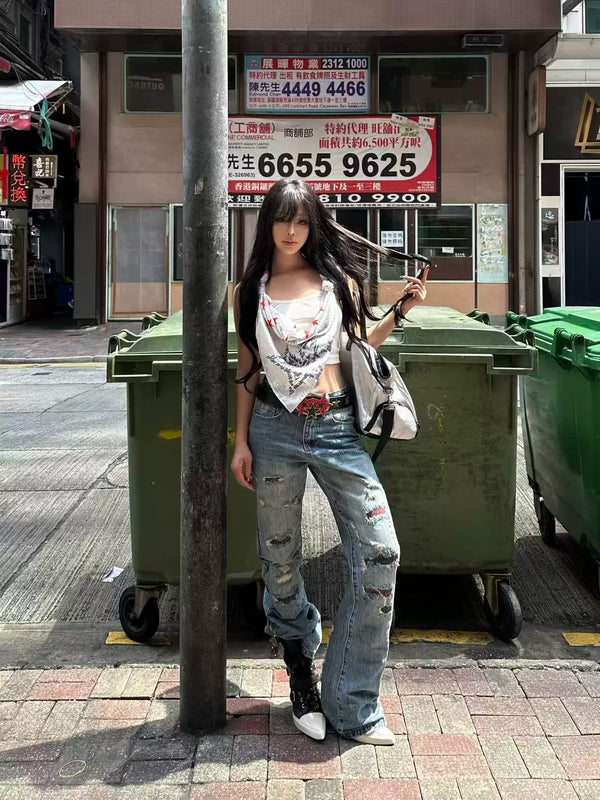 RIPPED STACKED SKINNY JEANS