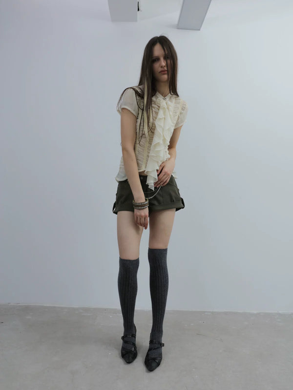 VICTORIAN RUFFLE CHIFFON BLOUSE