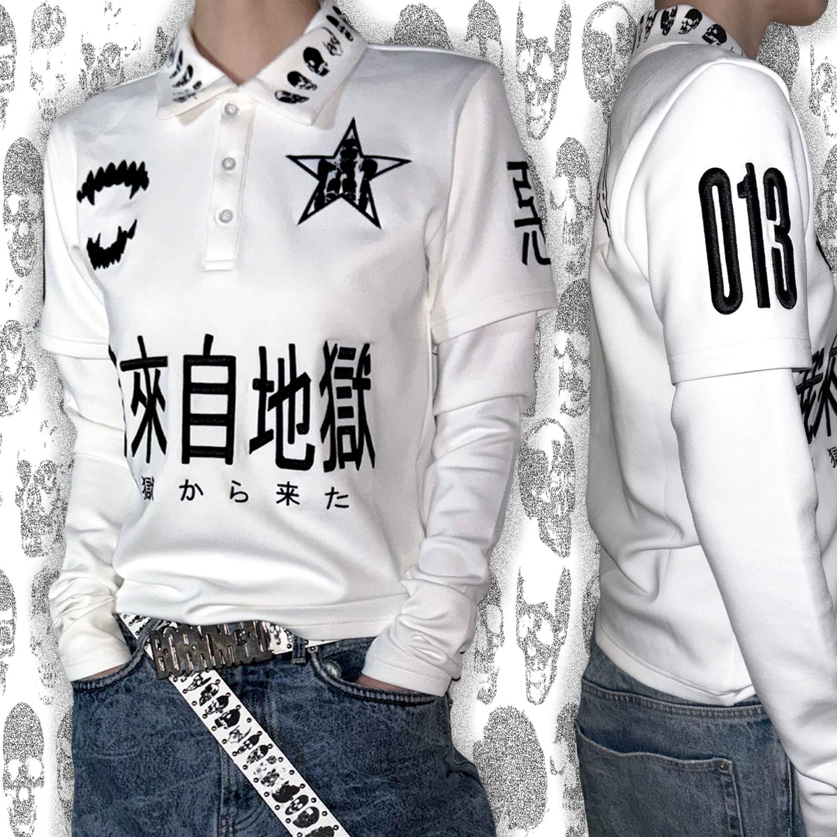 SKULL EMBROIDERED POLO SHIRT