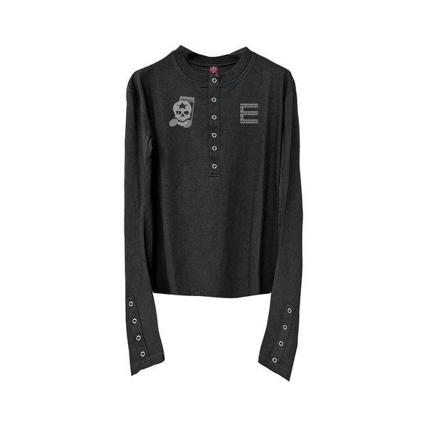 DARK-SKULL HENLEY LONG SLEEVE TEE