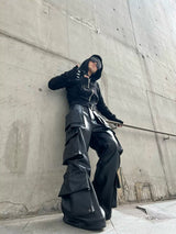 STRUCTURED LEATHER CARGO PANTS