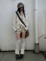 BEIGE PRINTED PLEAT T-SHIRT