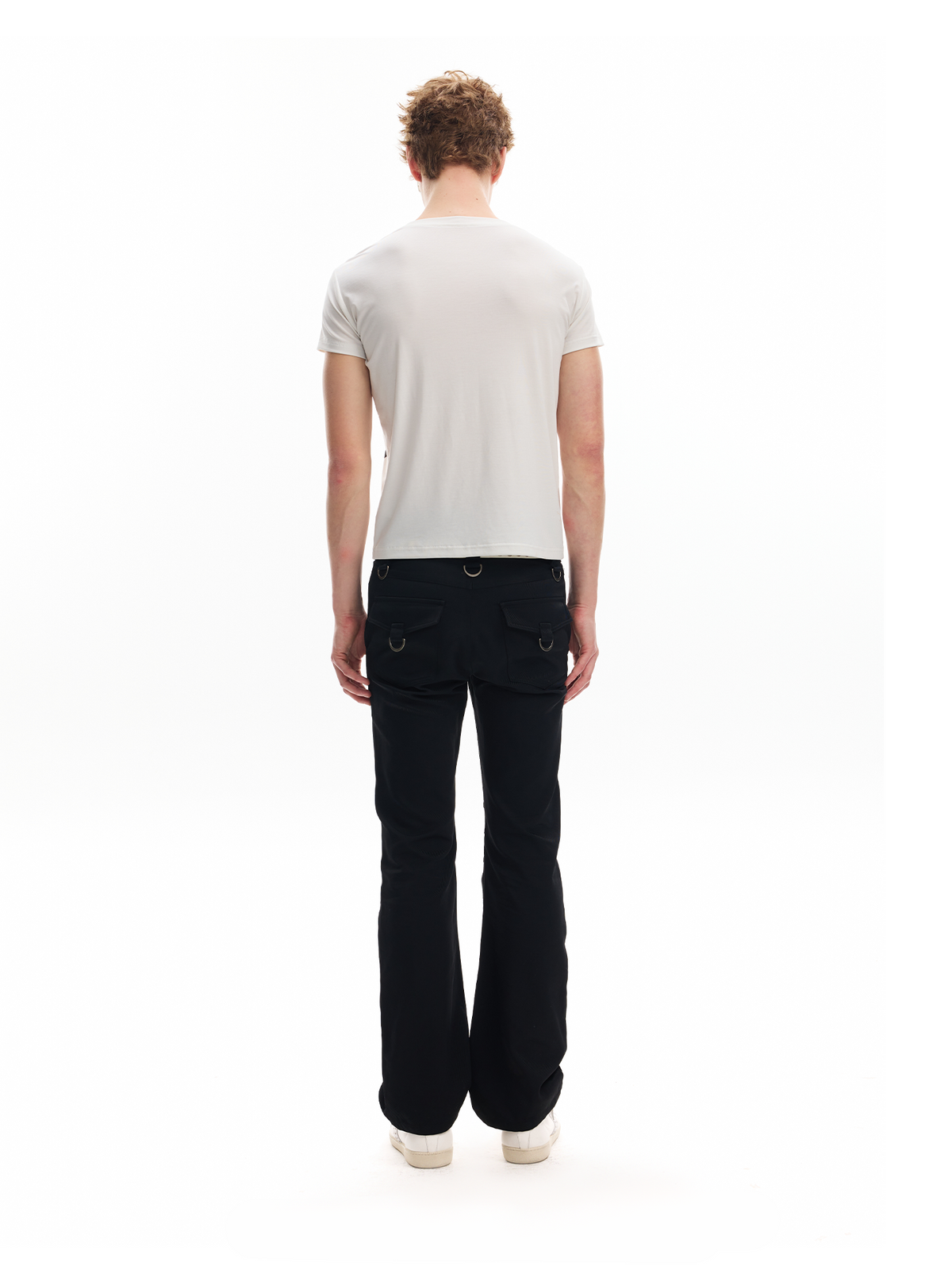 GLOSSY MULTI-ZIPPER SLIM TROUSERS