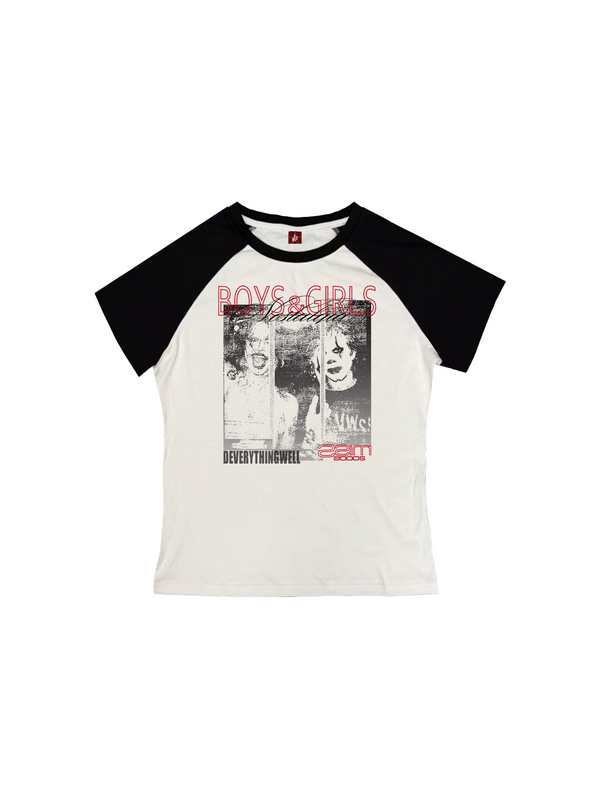 RECORD PRINT SPLICED T-SHIRT