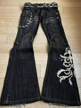 PUNK FLARE EMBROIDERED JEANS