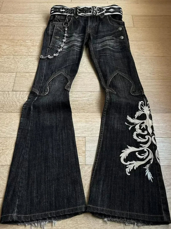 PUNK FLARE EMBROIDERED JEANS