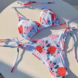 FLORAL PRINT PLEATED BIKINI SET