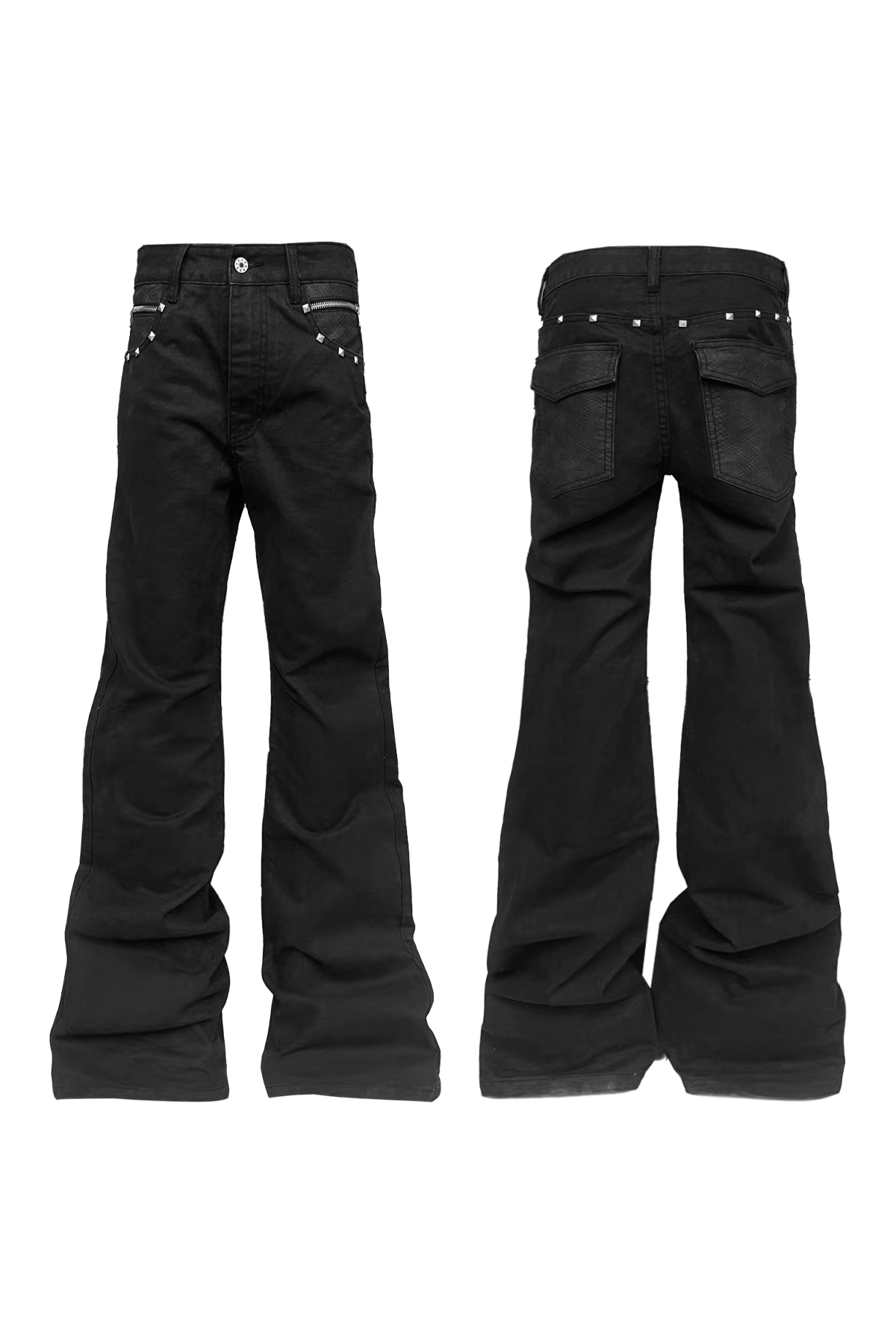 ASYMMETRICAL SNAKE-PRINT JEANS