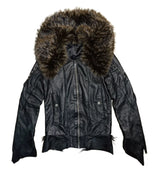 FUR COLLAR RIVET CROP JACKET