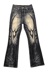SLIM FIT AGED BLACK YELLOW JEANS