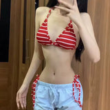 VINTAGE-STYLE STRIPED BIKINI SET