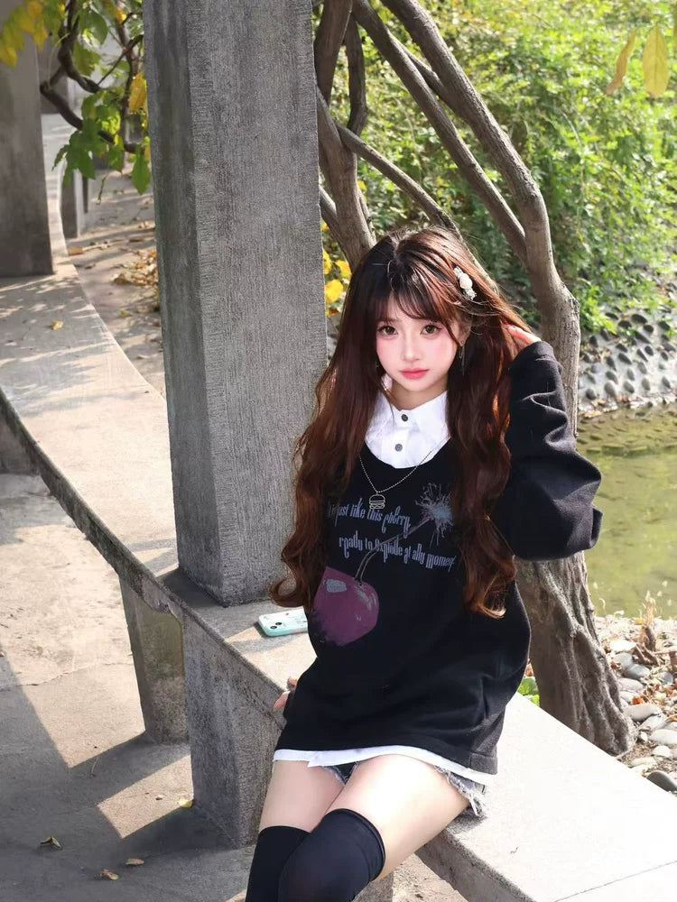 CHERRY MOOD TWO-PIECE SWEATER SET