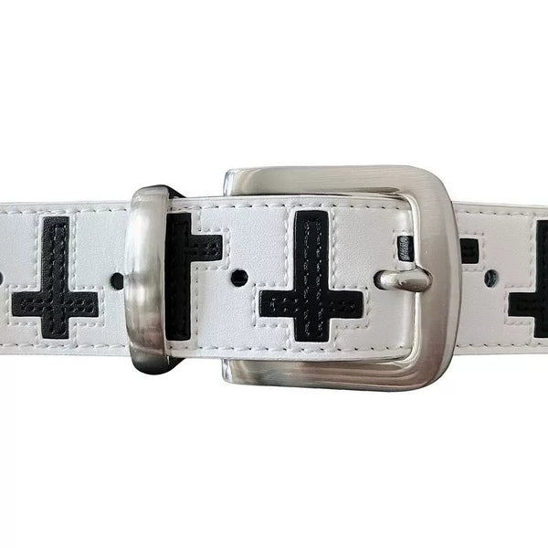 BLACK WHITE PATCHWORK BELT