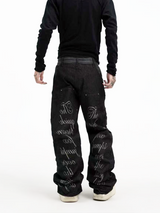 SNAKE PRINT WIDE LEG JEANS