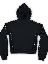 STUDDED ZIP SWEATER JACKET