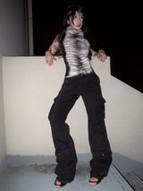 DISTRESSED BLACK SLIM FIT DENIM PANTS