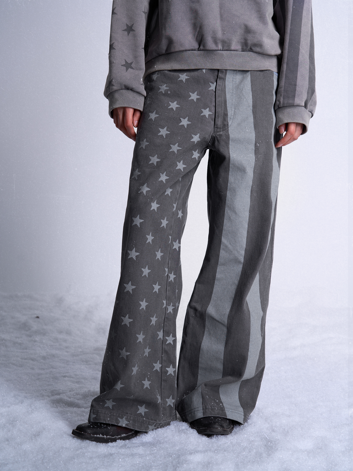DARK GRAY STARS STRIPES PANTS