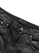 DISTRESSED BLACK STRETCH JEANS