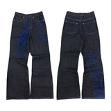 FLORAL EMBROIDERED COW JEANS