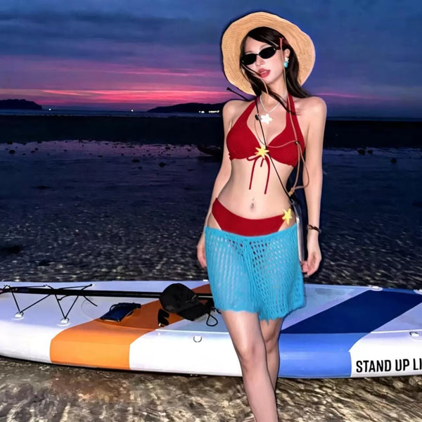 RETRO COLOR-BLOCKED BIKINI SET