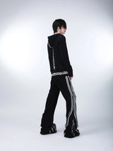 DECONSTRUCTED ZIPPER STRIPED SWEATPANTS