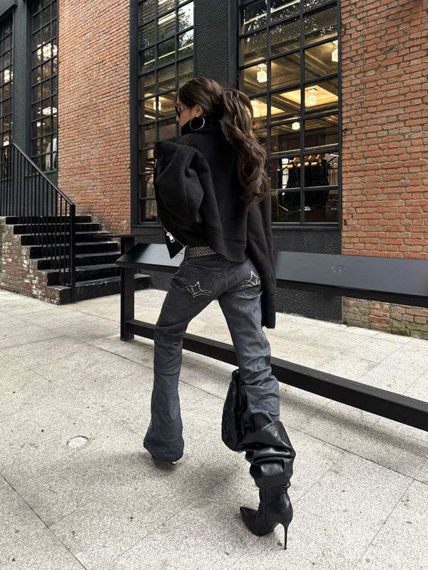 METALLIC SUEDE ZIPPER JACKET