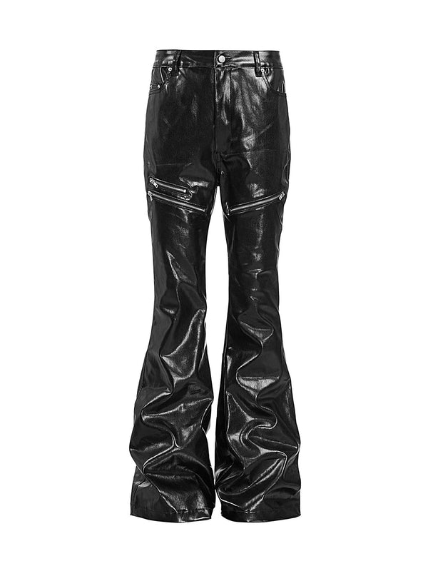 LIQUID METAL COATED ZIPPER PANTS