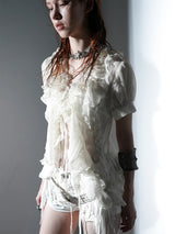 IRREGULAR HEM RUFFLE SHIRT