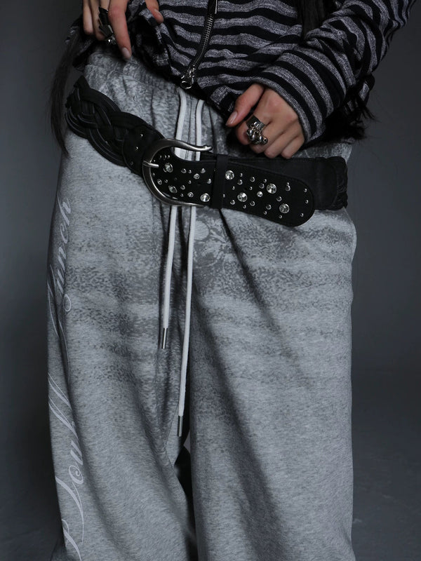 BRAIDED LEATHER WIDE BELT