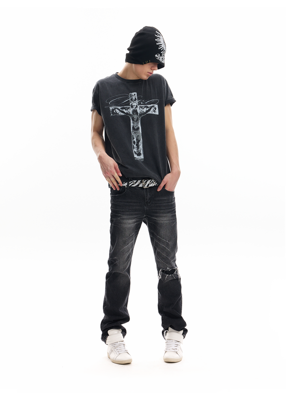 DISTRESSED RHYTHM PRINT TEE