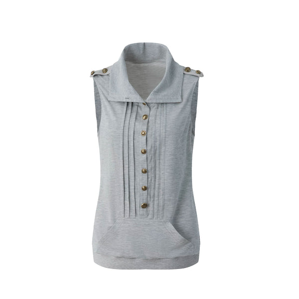 METAL BUTTON HIGH NECK TANK TOP