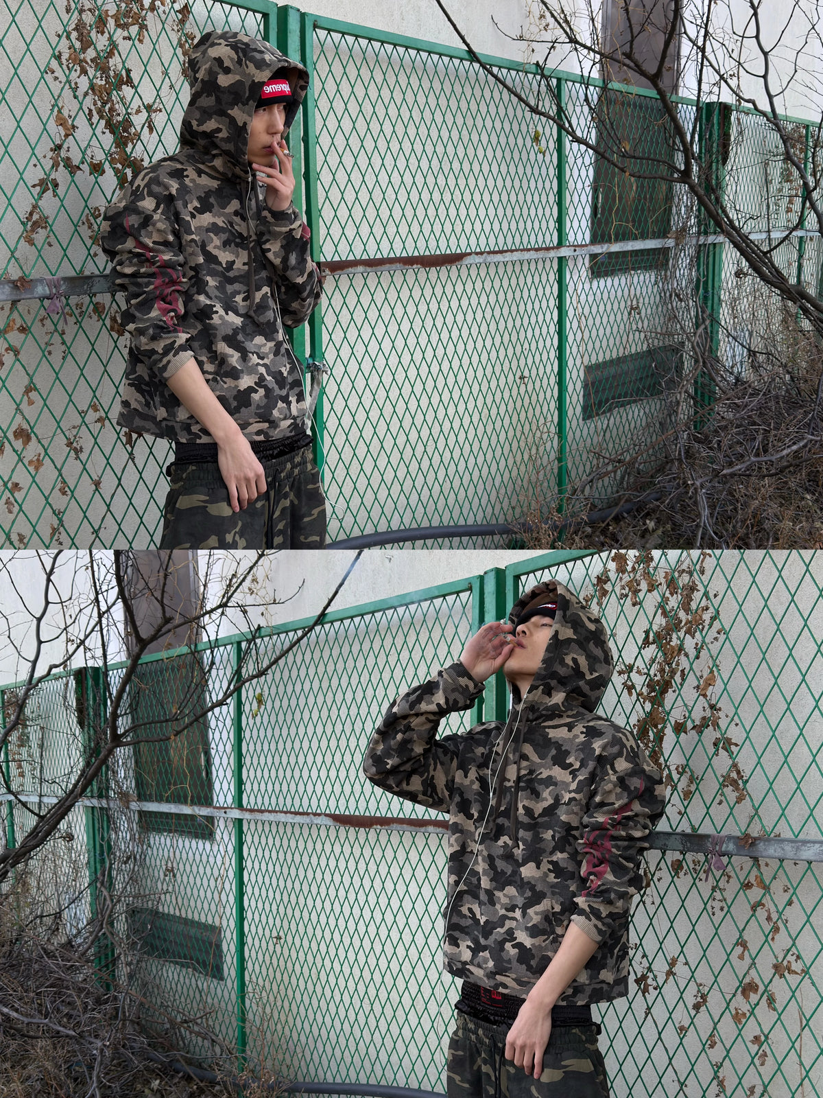 FLAME CAMO FITTED HOODIE