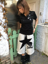 STAR SKULL EMBROIDERED SHORTS