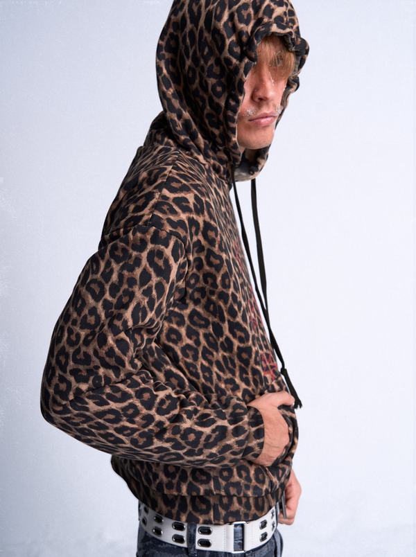 LEOPARD PRINT HOODED SWEATSHIRT
