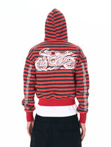 MOTO HOODIE WITH STRIPE DESIGN