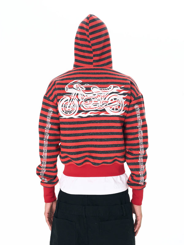 MOTO HOODIE WITH STRIPE DESIGN