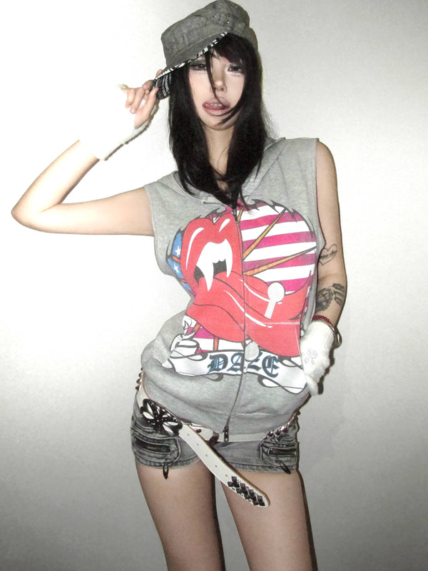 HOODED STAR-SPANGLED T-SHIRT