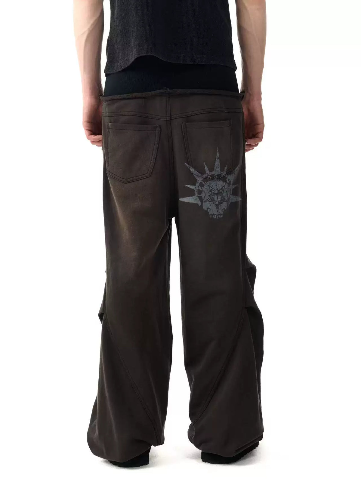 SKULL PRINT DRAWSTRING SWEATPANTS