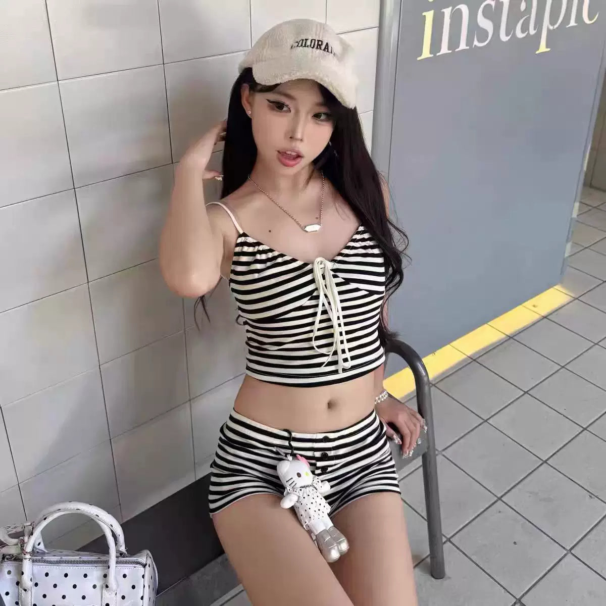 SEDUCTIVE STRIPED COVER-UP SET
